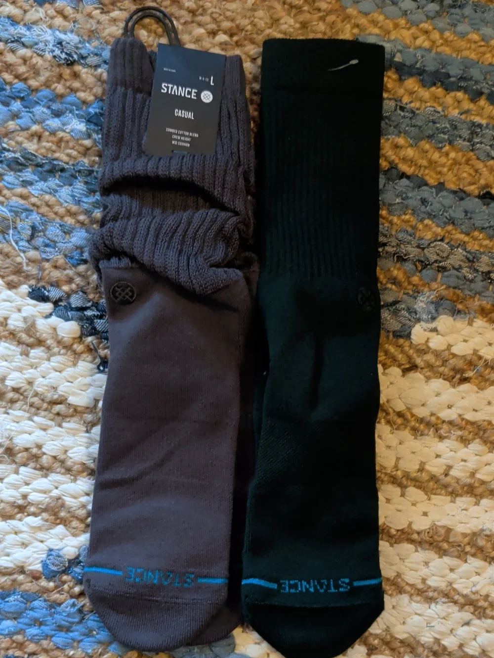 Stance Men’s Casual Crew Socks - Black & Dark Gray